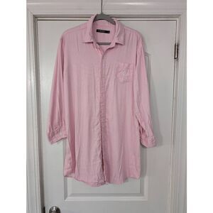 Lauren Ralph‎ Lauren Button up Sleep Shirt women's large pink Tunic elevated